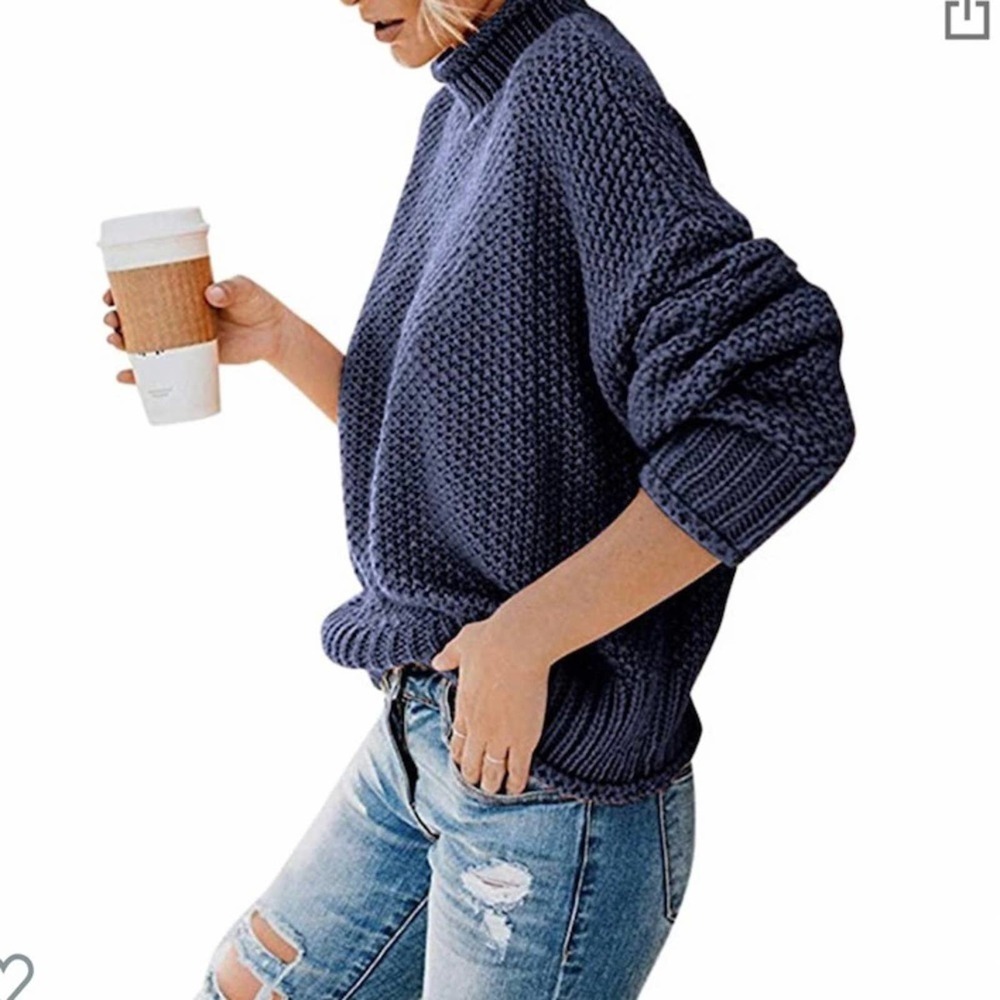 Blue TURTLE COWL NECK SWEATER MEDIUM* - Picture 2 of 5